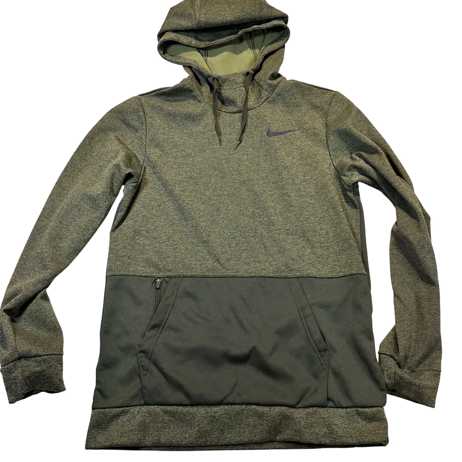 Nike Therma-Fit Hoodie Mens Small Green Athletic Outdoor Performance Pullover